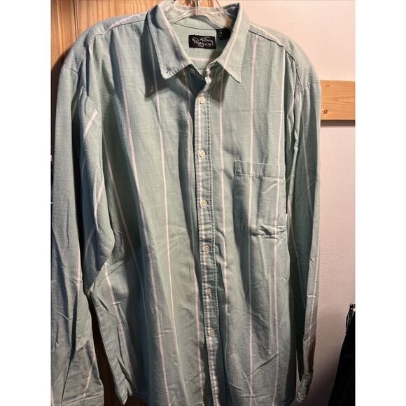 Kenny Rogers Vintage Mens XLT Green Striped Long Sleeve Button Down Cotton Shirt - Picture 2 of 11